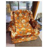 VINTAGE SEARS ROEBUCK BURNT ORANGE FLORAL CHAIR