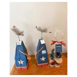 PIER ONE SPIRAL TREES SET OF 2 AND WOOD 4TH JULY