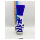 ART NOUVEAU CAMEO GLASS BLUE AND WHITE VASE 8.5"
