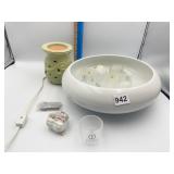 10 SAKE CUPS GEKKEIKAN FROSTED GLASS, CANDLE