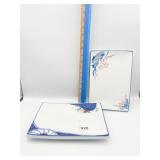 TWO CHINESE SUSHI PLATES 10 INCH X 7 INCH