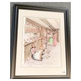 WATERCOLOR TAVERN SCENE DOUBLE MAT, SCENE BY