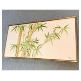 EMBROIDERED PALM TREES WOOD FRAME 41 INCH BY 21