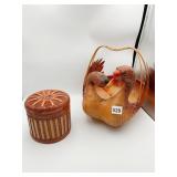 MID CENTURY GOOSE BASKET AND COVERED CONTAINER