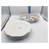 4 NEW CLASSICO PIER ONE PORCELAIN PLATES, OVAL