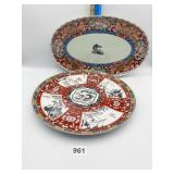 2 ORIENTAL SERVING DISHES ON OVAL AND 12" ROUND