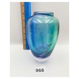 7" H SIGNED VASE BUZZ BLODGETT SEA FOAM HAND