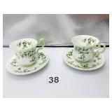 SHAMROCK PATTERN ROYAL ALBERT TEACUPS WITH LINERS