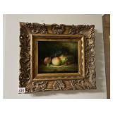 FRAMED FRUIT STILL LIFE BY J COLLINS IN ORNATE