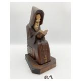 CARVED MONK CARVED RELIGIOUS FIGURE READING BOOK