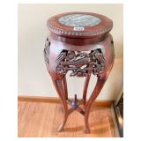 GLASS TOP SIDE TABLE IRON BASE 24" H