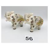 CARVED STONE ELEPHANTS W/ HAND PAINTED DECORATION