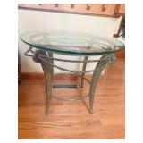 MARBLE TOP INTRICATE CARVED FERN STAND 36" H X