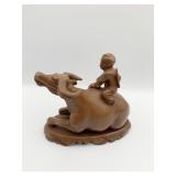 WATER BUFFALO W/ CHINESE MAN CARVED STONE