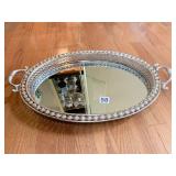 DOUBLE HANDLED MIRRORED BOTTOM SERVING TRAY 23.5