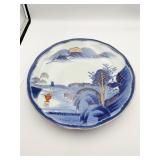 JAPANESE KO-IMARI BLUE AND WHITE BOWL 12.5 INCH