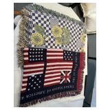 2 TAPESTRY THROW BLANKETS, SUNFLOWERS AND PLEDGE