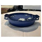 COBALT BLUE LE CREUSET OVAL DISH WITH HANDLES AND