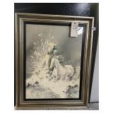 KUSHNER SIGNED PRINT, WILD STALLIONS, FRAMED