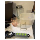 HEFTY WASTEBASKET, GLASS JAR ETC.