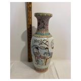 JAPANESE HAND PAINTED PORCELAIN VASE WITH RED