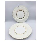 MONTON ENGLAND SET OF 12 DINNER PLATES GOLD RIM
