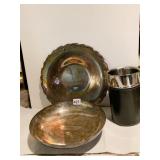 2 SILVERPLATE TRAYS ENGRAVED SEE PHOTO AND BOTTLE