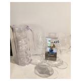 LETTER H WINE BOTTLE STOPPER 3 WINE GLASSES AND A