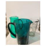2 GREEN DESIGN WATER PITCHER PLASTIC AND CHER