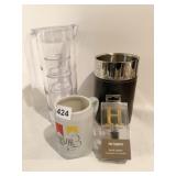 MICHELOB STEIN, PIER ONE BOTTLE STOPPER, BLACK