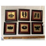6 FRAMED ASIAN TEA BOX HARDWARE WALL DISPLAY