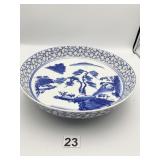 BLUE, WHITE PORCELAIN BOWL CHINESE HAND PAINTED