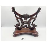 CARVED WOOD PLATE HOLDER 9" W X 9.5" H