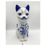JAPAN 10" H BLUE/WHITE SEATED CAT