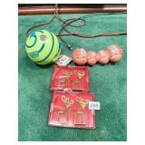 4 BRASS REINDEERS, 2 DOG TOYS NEW