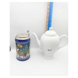 WILLIAM SONOMA WHITE TEAPOT AND 1979 2ND ANNUAL