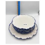 8 PORTUGAL - 7" PLATES W/ BLUE EDGE