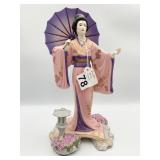 FRANKLIN MINT GEISHA GIRL WITH UMBRELLA 11 INCHES