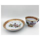 HEREND HAND PAINTED MING BLUE AND WHITE DEMITASSE