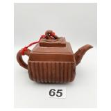 BAMBOO DESIGN CLAY TEAPOT SEE MAKER MARK