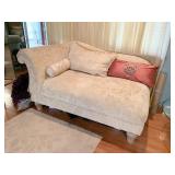 GOLD CHAISE SCROLL ARM W/ ACCENT PILLOWS 64" L X