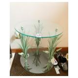 METAL BASE 2 TIER GLASS SIDE TABLE 24" H X 19" D