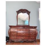 12 DRAWER DRESSER W/ BEVELED MIRROR 63" W X 19" D