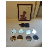 ASIAN DRAGON PAPER ART UNDER GLASS, MIRRORED