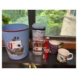 SHIP THEME TRASH CAN, MUGS ETCETERA
