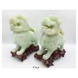 CARVED JADE FOO DOGS 19TH CENTURY WITH REMOVABLE