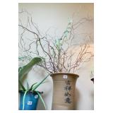 CHINESE PLANTER W/ CORKSCREW WILLOW ARRANGEMENT
