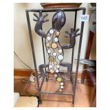GECKO DECORATED SIDE TABLE METAL BASE 25 INCHES