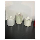 THREE CANISTERS BY THRESHOLD BUNNY THEMED