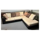 MICROFIBER AND DEEP BROWN FABRIC TRIM WITH LOOSE